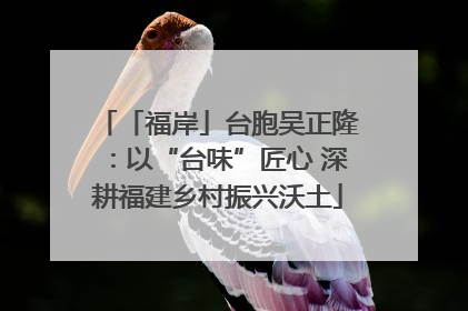 「福岸」台胞吴正隆：以“台味”匠心 深耕福建乡村振兴沃土