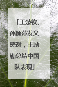 王楚钦、孙颖莎发文感谢，王励勤总结中国队表现