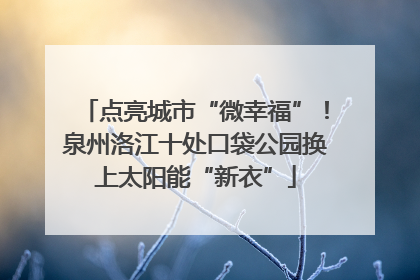 点亮城市“微幸福”！泉州洛江十处口袋公园换上太阳能“新衣”