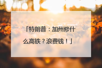 特朗普：加州修什么高铁？浪费钱！