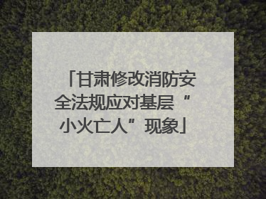 甘肃修改消防安全法规应对基层“小火亡人”现象