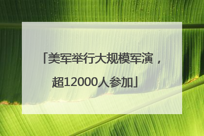 美军举行大规模军演，超12000人参加