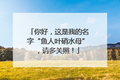 你好，这是我的名字“鱼人叶硝水母”，请多关照！