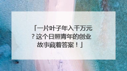 一片叶子年入千万元？这个日照青年的创业故事藏着答案！