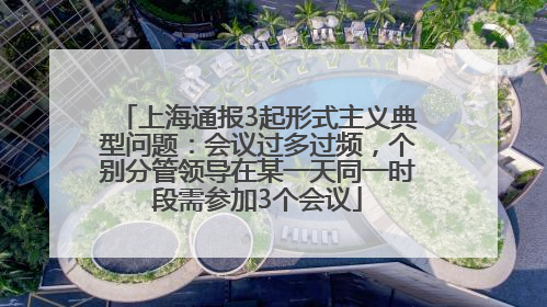 上海通报3起形式主义典型问题：会议过多过频，个别分管领导在某一天同一时段需参加3个会议
