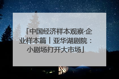 中国经济样本观察·企业样本篇︱亚华湖剧院：小剧场打开大市场
