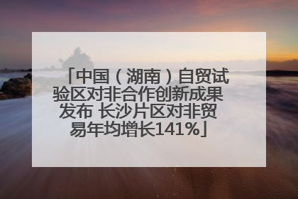 中国（湖南）自贸试验区对非合作创新成果发布 长沙片区对非贸易年均增长141%
