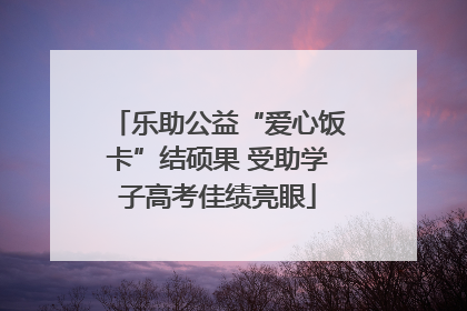 乐助公益“爱心饭卡”结硕果 受助学子高考佳绩亮眼