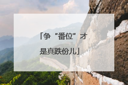 争“番位”才是真跌份儿