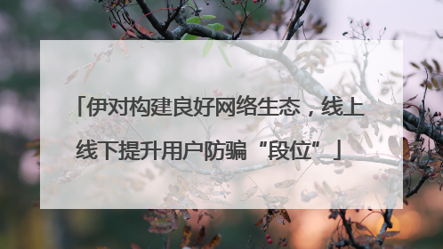 伊对构建良好网络生态，线上线下提升用户防骗“段位”