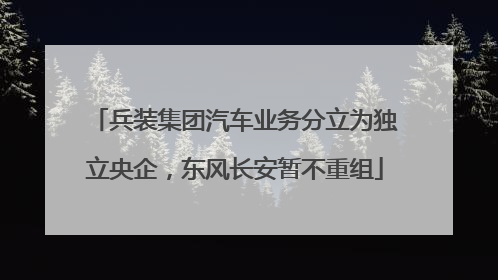 兵装集团汽车业务分立为独立央企，东风长安暂不重组