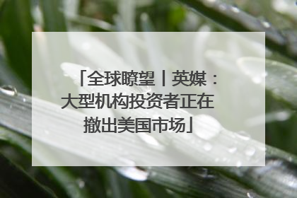全球瞭望丨英媒：大型机构投资者正在撤出美国市场