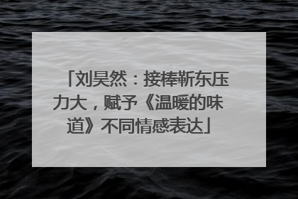 刘昊然：接棒靳东压力大，赋予《温暖的味道》不同情感表达