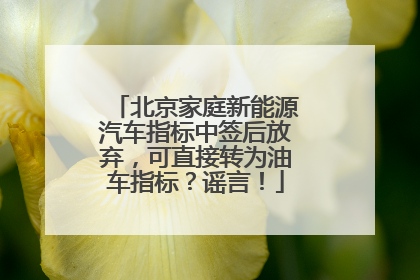 北京家庭新能源汽车指标中签后放弃，可直接转为油车指标？谣言！