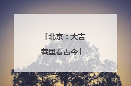 北京：大吉巷里看古今