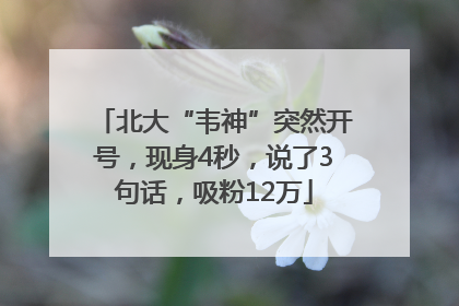 北大“韦神”突然开号，现身4秒，说了3句话，吸粉12万