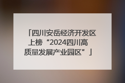 四川安岳经济开发区上榜“2024四川高质量发展产业园区”