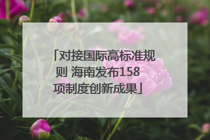 对接国际高标准规则 海南发布158项制度创新成果