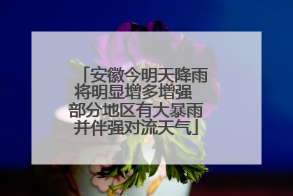 安徽今明天降雨将明显增多增强 部分地区有大暴雨并伴强对流天气