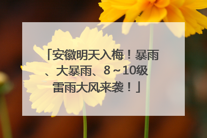 安徽明天入梅！暴雨、大暴雨、8～10级雷雨大风来袭！
