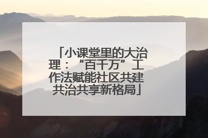 小课堂里的大治理：“百千万”工作法赋能社区共建共治共享新格局