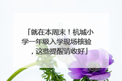 就在本周末！杭城小学一年级入学现场核验，这些提醒请收好