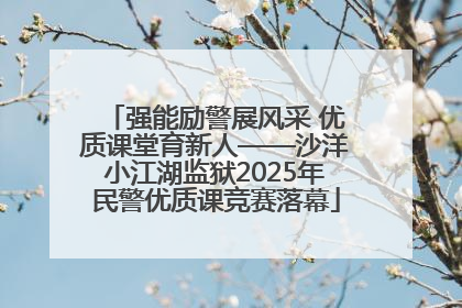 强能励警展风采 优质课堂育新人——沙洋小江湖监狱2025年民警优质课竞赛落幕