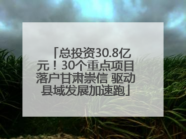 总投资30.8亿元！30个重点项目落户甘肃崇信 驱动县域发展加速跑
