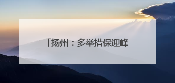 扬州：多举措保迎峰度夏电力稳定供应
