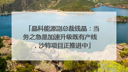 晶科能源副总裁钱晶：当务之急是加速升级既有产线，沙特项目正推进中