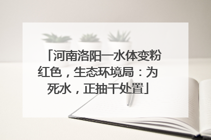 河南洛阳一水体变粉红色，生态环境局：为死水，正抽干处置