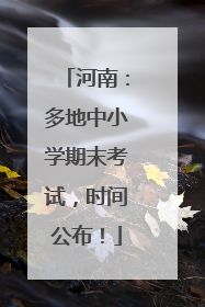 河南：多地中小学期末考试，时间公布！
