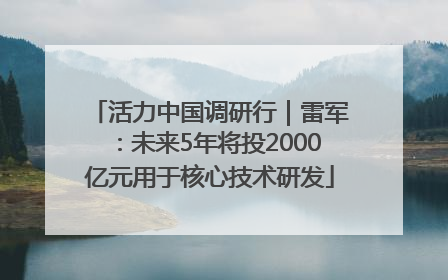 活力中国调研行｜雷军：未来5年将投2000亿元用于核心技术研发