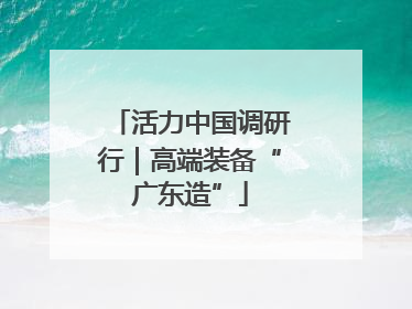 活力中国调研行｜高端装备“广东造”