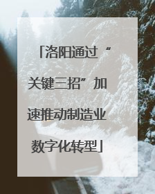 洛阳通过“关键三招”加速推动制造业数字化转型