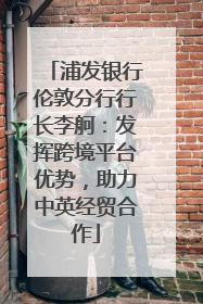 浦发银行伦敦分行行长李舸：发挥跨境平台优势，助力中英经贸合作