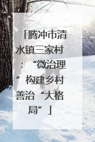 腾冲市清水镇三家村：“微治理”构建乡村善治“大格局”