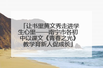 让书里黄文秀走进学生心里——南宁市各初中以课文《青春之光》教学育新人促成长