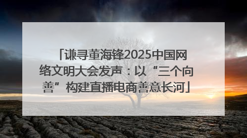 谦寻董海锋2025中国网络文明大会发声：以“三个向善”构建直播电商善意长河
