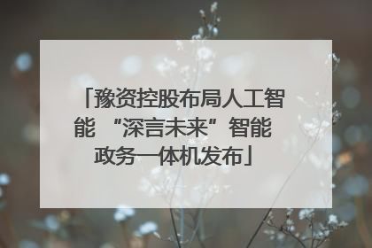 豫资控股布局人工智能 “深言未来”智能政务一体机发布