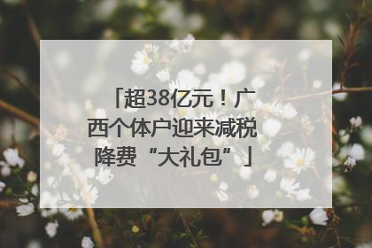 超38亿元！广西个体户迎来减税降费“大礼包”