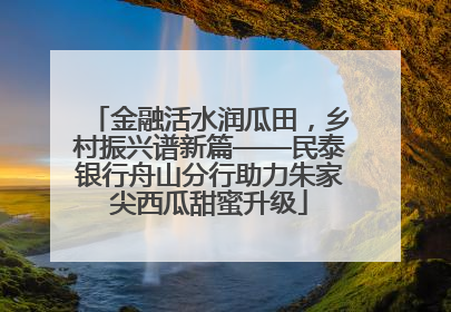 金融活水润瓜田，乡村振兴谱新篇——民泰银行舟山分行助力朱家尖西瓜甜蜜升级