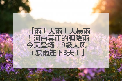 雨！大雨！大暴雨！河南真正的强降雨今天登场，9级大风+暴雨连下3天！