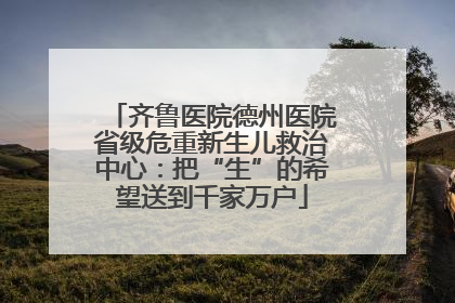 齐鲁医院德州医院省级危重新生儿救治中心：把“生”的希望送到千家万户